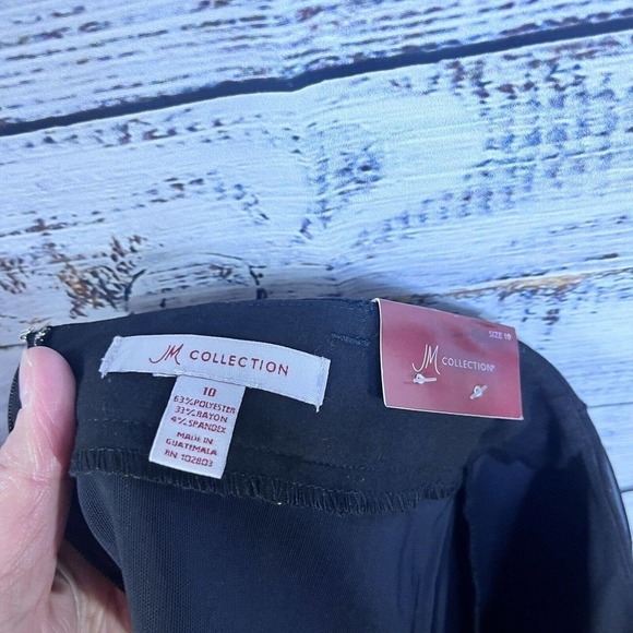 JM Collection Tummy Control Skirt sz 10 Black Classic Straight Pencil Knee Slim - Picture 11 of 12